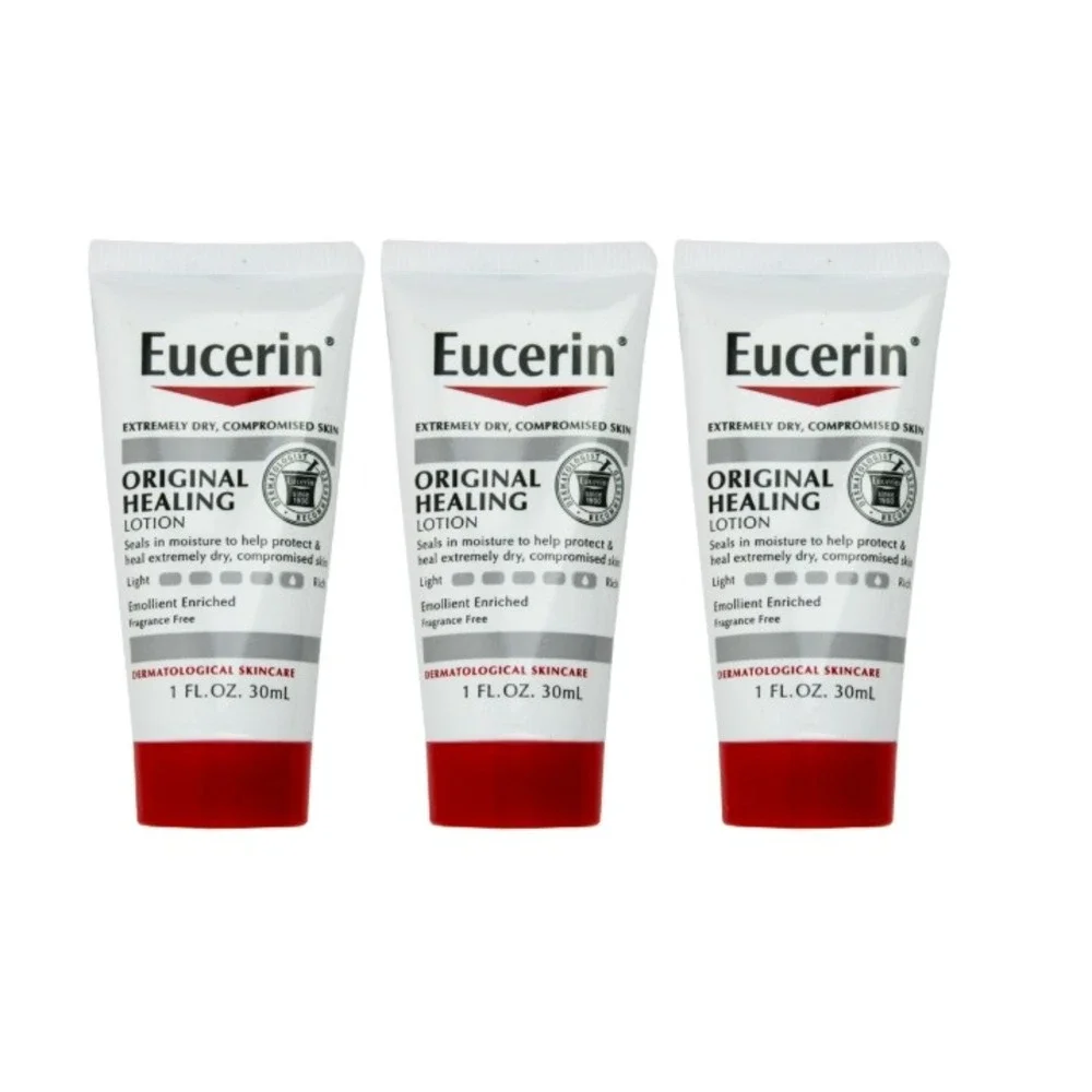 Eucerin Original Healing Lotion 1oz Travel Size Fragrance Free 3 Pack
